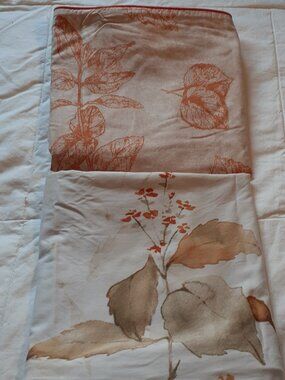 Cozy Autumn Aesthetic QE Home Botanical Print 2 King Size Pillow Shams
